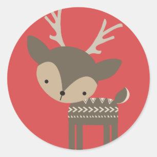Stickers ronds de rennes de Noël
