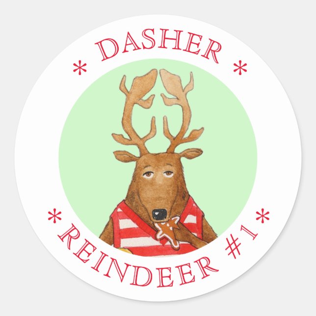 Stickers ronds du DASHER REINDEUR (Devant)