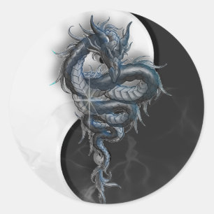 Stickers ronds du dragon chinois Yin Yang