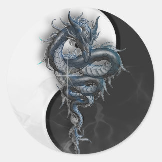 Stickers ronds du dragon chinois Yin Yang
