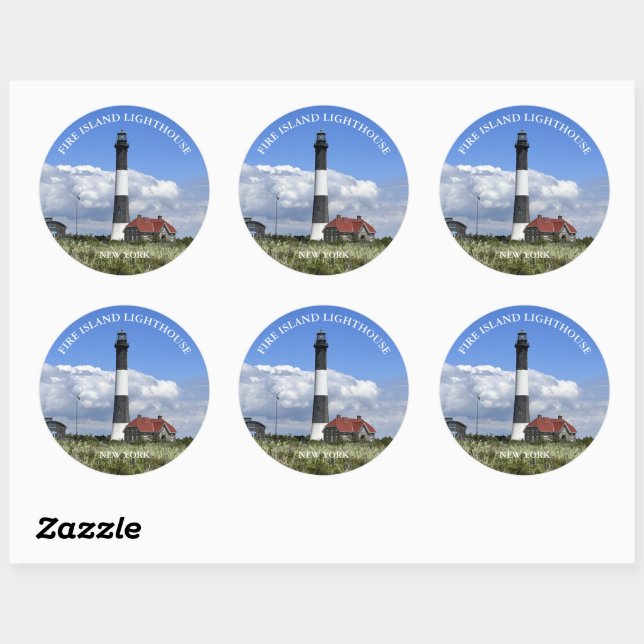 Stickers ronds Fire Island Lighthouse, New York (Feuille)