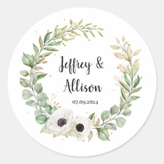 Stickers ronds floraux pour la fête de mariage