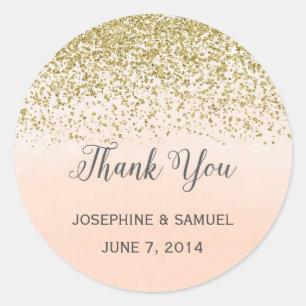 Stickers ronds Gold et Peach Watercolor