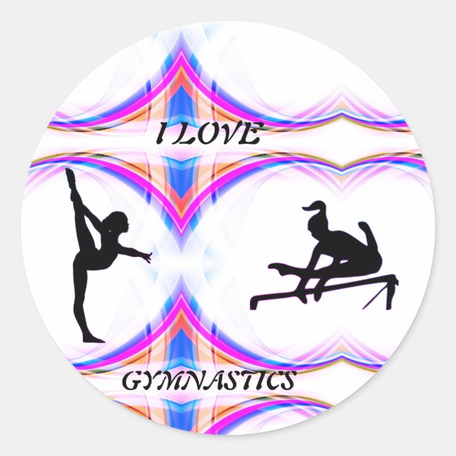 Stickers ronds "I Love Gymnastique" (Devant)