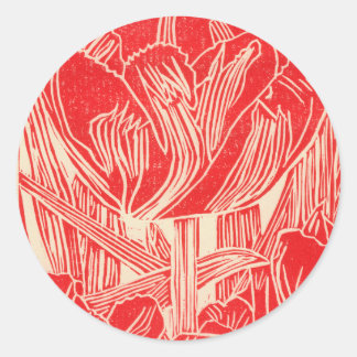 Stickers ronds Linocut Tulip Rouge