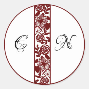 Stickers ronds Mariage Monogram élégant