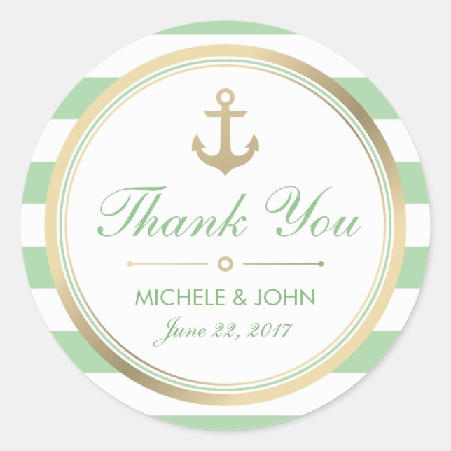 Stickers ronds Merci blanc de menthe marine (Devant)