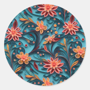 Stickers ronds motif en papier floral sans soudure