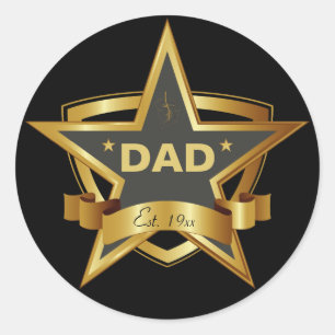 Stickers ronds Papa Black et Gold Star