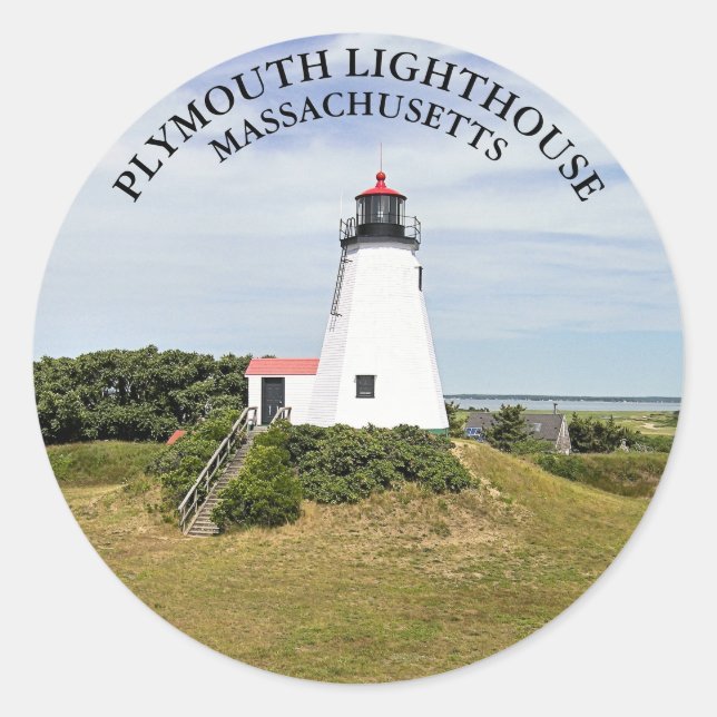 Stickers ronds Plymouth Lighthouse, Massachusetts (Devant)