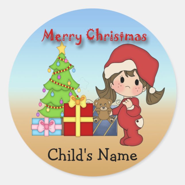 Stickers ronds pour filles de Noël (Devant)