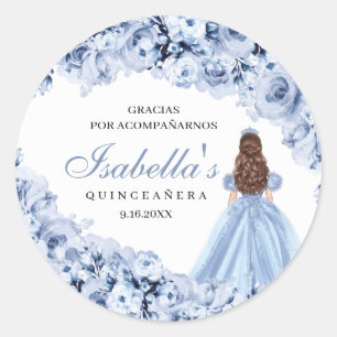 Stickers ronds Quinceanera bleu-bleu poussiéreux