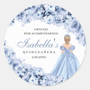 Stickers ronds Quinceanera bleu-bleu poussiéreux