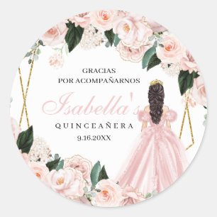 Stickers ronds Quinceanera Floral Rose