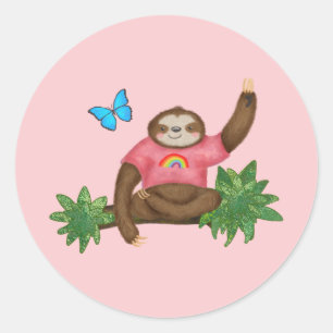 stickers ronds rose Stanley Sloth