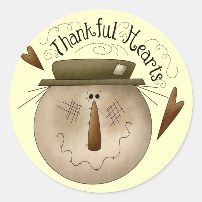 Stickers ronds Thanksgiving Thankful Hearts (Devant)