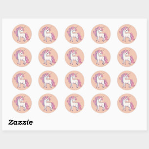 Stickers ronds Unicorne - Pêcher