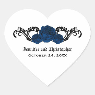 Stickers Rose de mariage gothique, Bleu