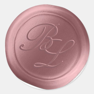 Stickers Rose Dusty Double Monogramme Faux cire Sc