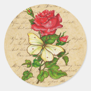 Stickers rose et papillon