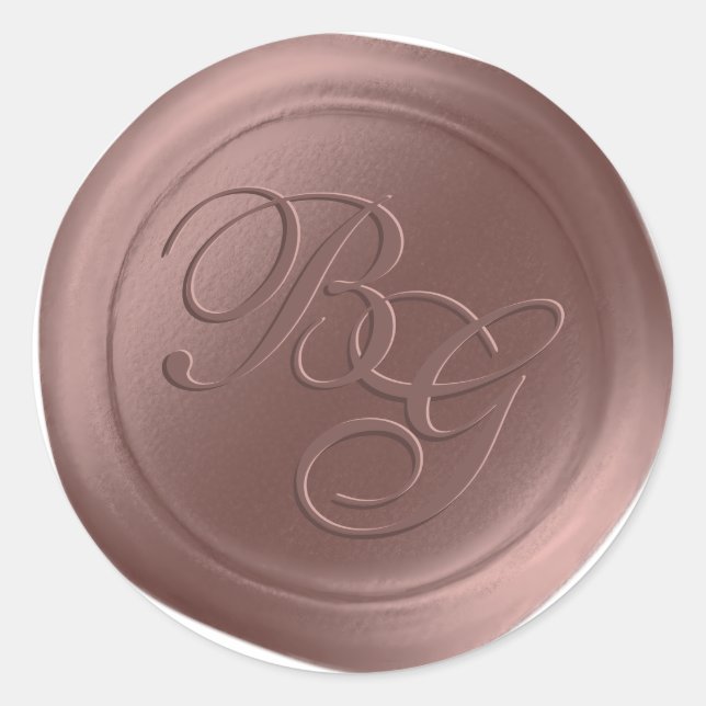 Stickers rose Gold Calligraphie Monogramme cire Sc (Devant)