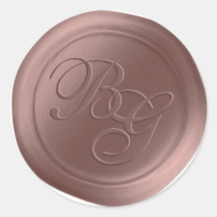 Stickers rose Gold Calligraphie Monogramme cire Sc