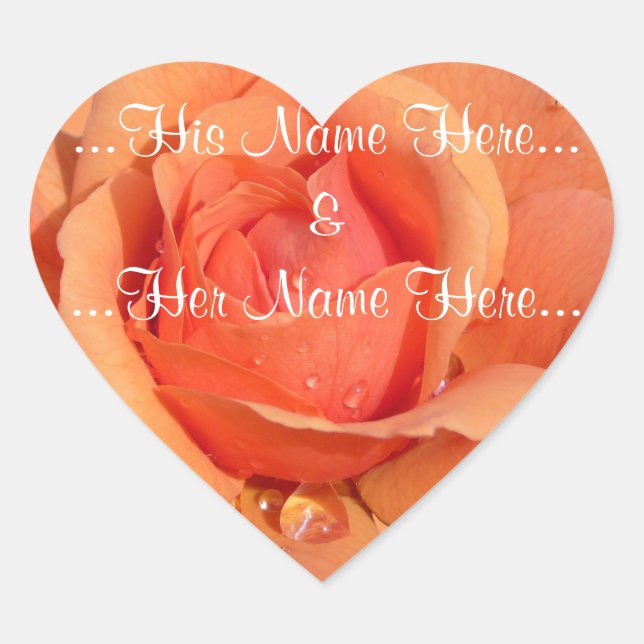 Stickers Rose orange Stickers Mariage Rose romanti (Devant)