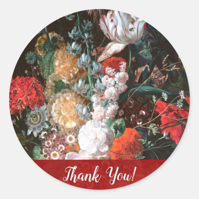 Stickers Rose Tulip Merci rond Dark Floral (Devant)
