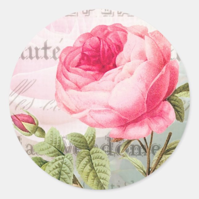 Stickers Rose Vintage français Redoute (Devant)