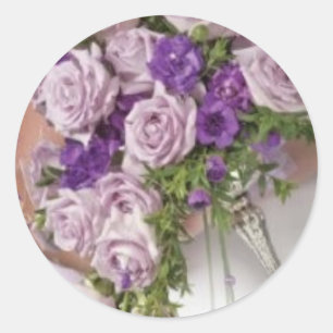 Stickers Rose violet Mariage Bouquet Enveloppe Sce