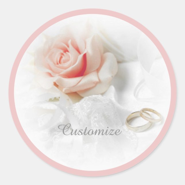 Stickers Roses roses et anneaux Mariages roses (Devant)