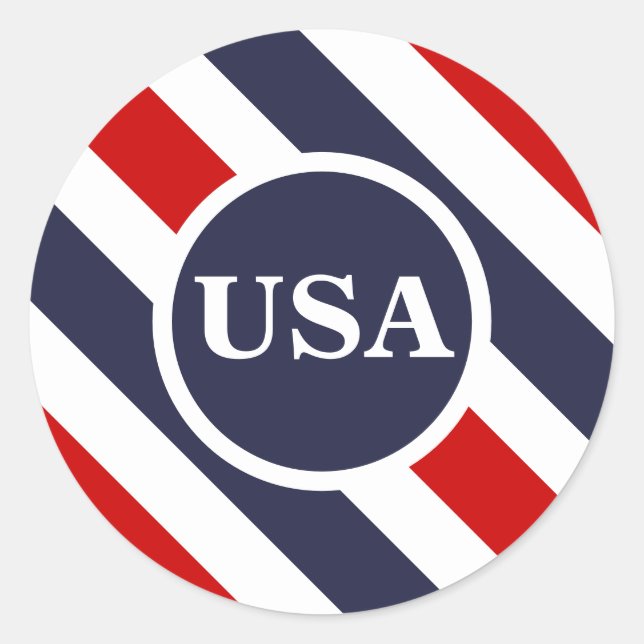 Stickers rouge blanc bleu rond USA (Devant)