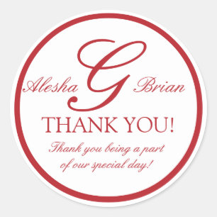 Stickers Rouge Monogramme G Mariage Faveur