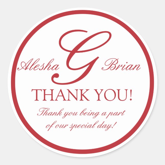 Stickers Rouge Monogramme G Mariage Faveur (Devant)