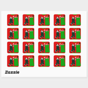 Stickers rouge père Noël et sac cadeau