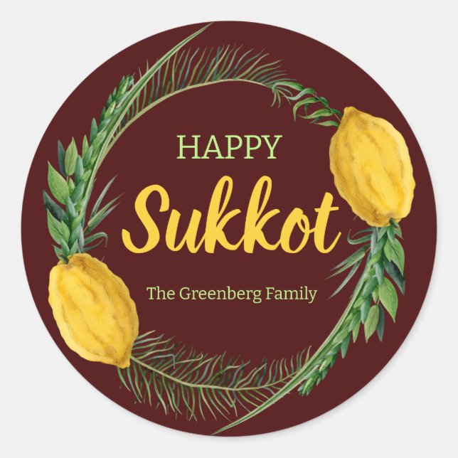 Stickers rouges Sukkot Lulav heureux (Devant)