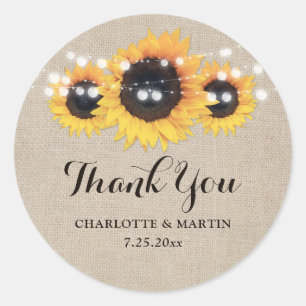 Stickers Russe Burlap et Merci de tournesol
