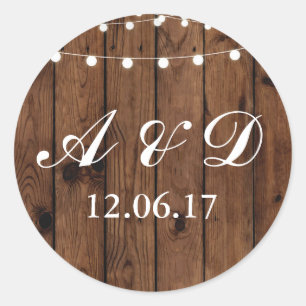 Stickers Rustique Bois Lumières Chaîne Étiquette É