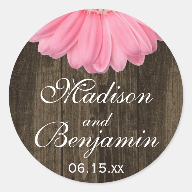 Stickers Rustique Bois rose pâle Mariage Faveur (Devant)