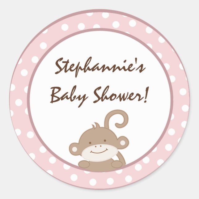 Stickers Safari Pink Jungle Monkey 20 - 1,5" Favor (Devant)