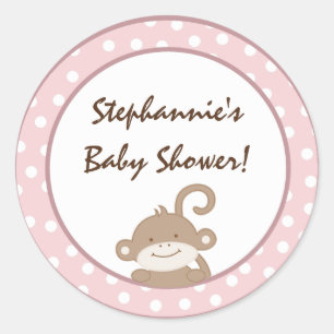 Stickers Safari Pink Jungle Monkey 20 - 1,5" Favor
