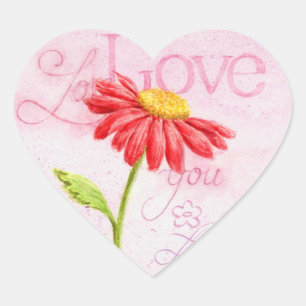 Stickers Saint Valentin Coeur Aimer Rouge Daisy