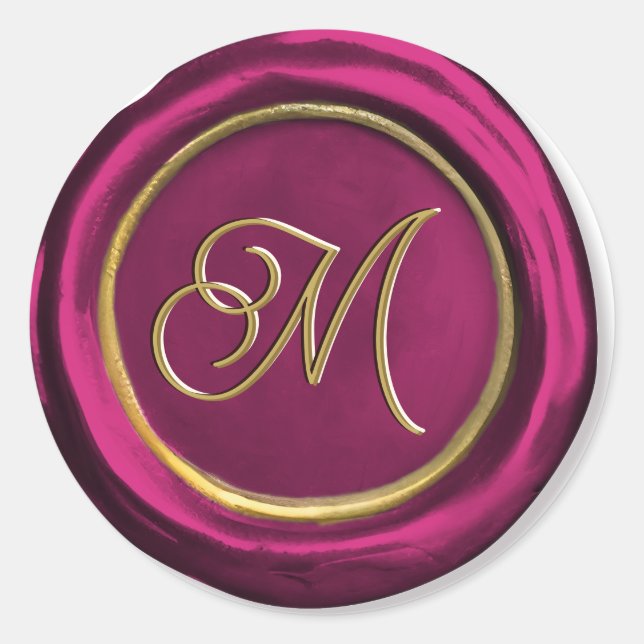 Stickers Sceau de cire moderne Bourgogne et or (Devant)