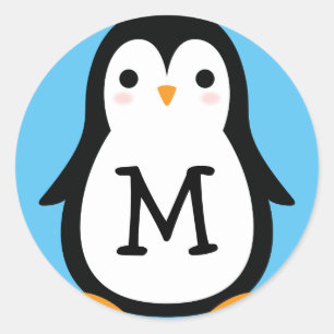 Stickers Sceau de monographie de pingouin mignonne
