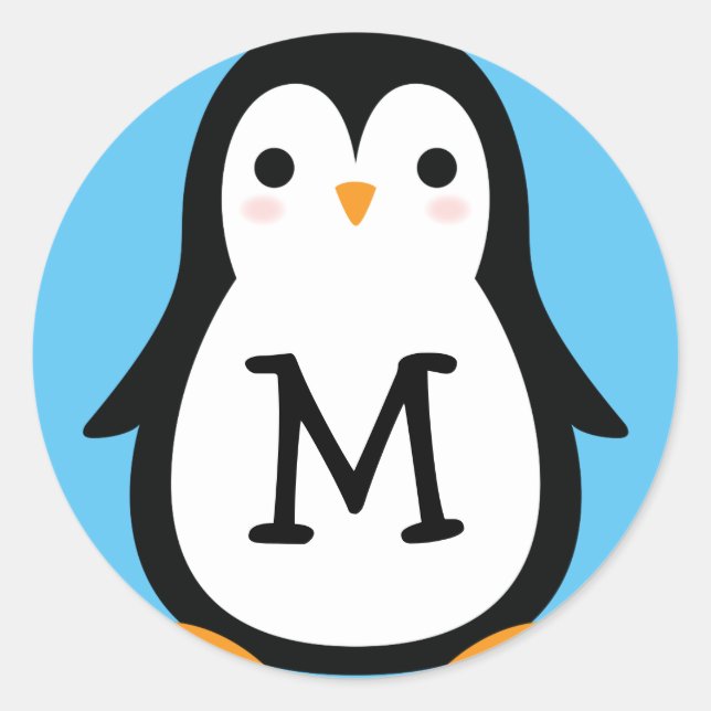 Stickers Sceau de monographie de pingouin mignonne (Devant)