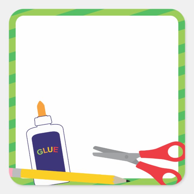 Stickers scolaires avec Crayons et Colle (Devant)