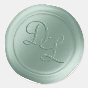 Stickers Seafoam Green 2 Letter Monogram Wax Seal