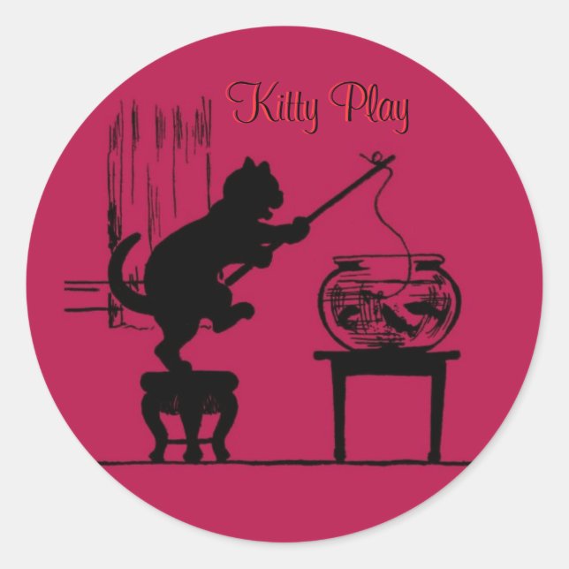 Stickers Silhouette Chat Rouge Kitty Play (Devant)