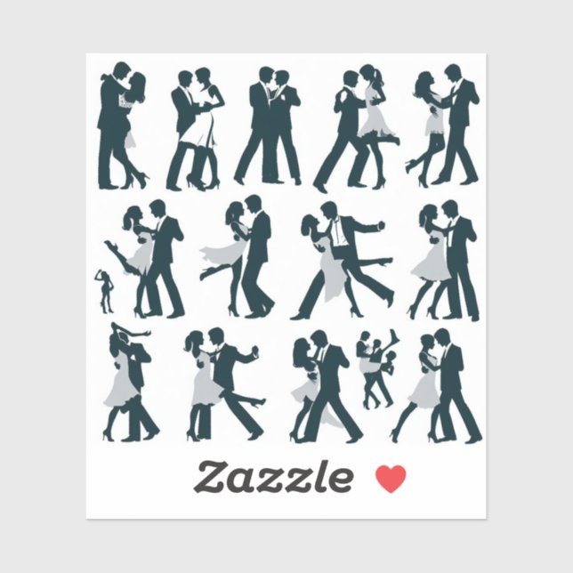stickers Silhouette du couple dansant ou en ro (Feuille)