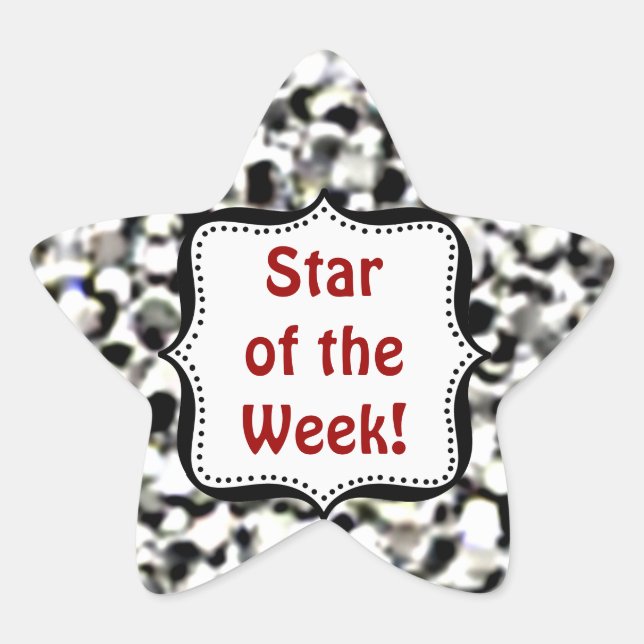 Stickers -Silver faux glitter Student Star of Week (Front)